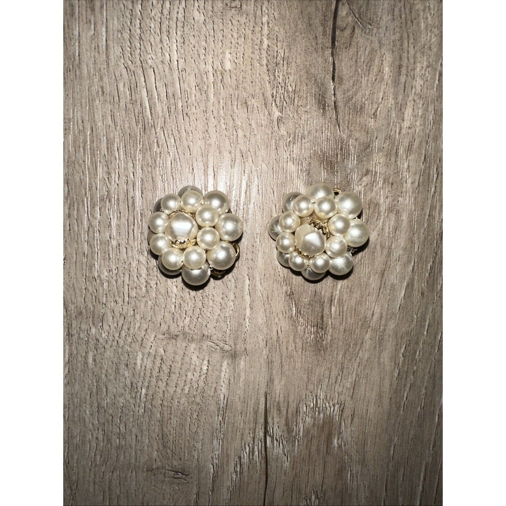 Vintage Clip-on‎ Earrings Japan Faux Pearls